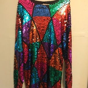 Sequin 80s long sleeved dress - M